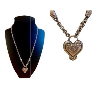 Vintage Brighton Silver-Tone Chain Blair Heart  Shape Pendant Necklace